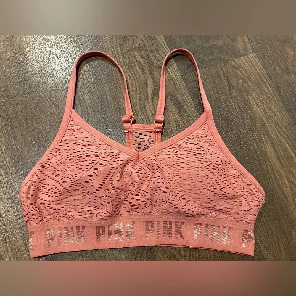 Victorias Secret PINK Ultimate Lightly Lined Sports Bra Coral Size XS - Picture 2 of 9